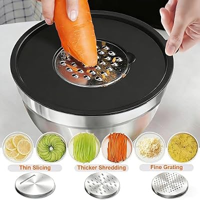 Thickened Heavy-Duty 26pcs Stainless Steel Bowl, Mixing Bowl Set with Lid, Grater Attachment, Non-Slip Bottom… — view 3