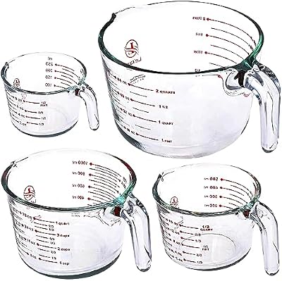 Le’raze Glass Measuring Cups Set of 4 – Heat-Resistant, Easy-Read Measurements, Ergonomic Handle & Pour Spout… — view 2