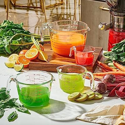Le’raze Glass Measuring Cups Set of 4 – Heat-Resistant, Easy-Read Measurements, Ergonomic Handle & Pour Spout… — view 3