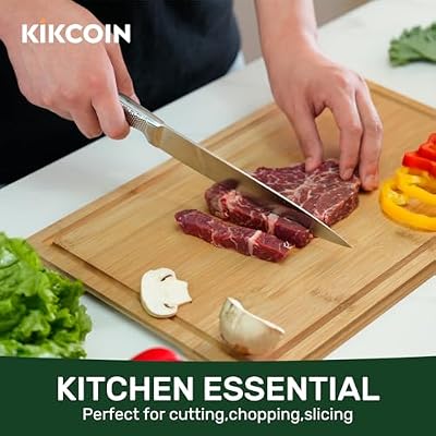 Kikcoin 17"×11" Bamboo Cutting Boards for Kitchen, Knife-Friendly Food Grade Wooden Cutting Boards for Kitche… — view 3