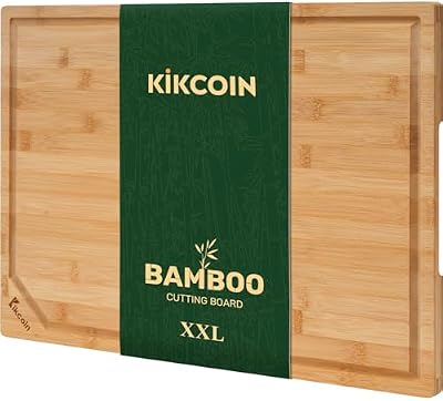 Kikcoin 20”×14” Bamboo Cutting Boards for Kitchen, Wooden Healthy Cutting Boards for Charcuterie, Vegetables,… — view 2