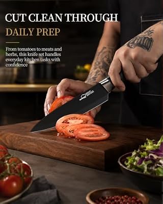 Amorston Knife Set 15 Piece Kitchen Knife Set with Block — view 4