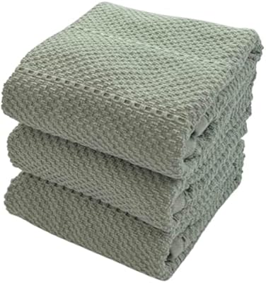 Sage Green Kitchen Hand Dish Towels, Set of 3, 100% Cotton, 18" x 28" — view 2