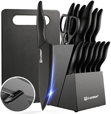 17-Piece Black German Steel Kitchen Knife Block Set — view 2