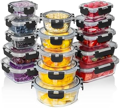 Razab 30 PC Glass Food Storage Containers with Lids - Reusable Glass Meal Prep Containers for Lunch and Lefto… — view 2