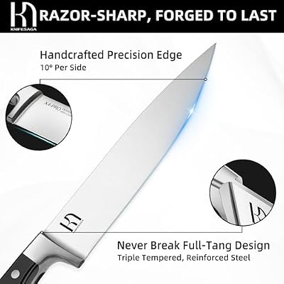 KnifeSaga Japanese Knife Set with Sharpener, Premuim, Razor Sharp, 15 Pcs — view 3