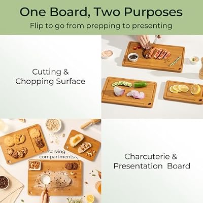 Keechee Bamboo Cutting Board, Durable Wood Cutting Boards for Kitchen with Deep Juice Grooves & Built-in Hand… — view 4