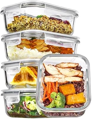 Vtopmart 5Pack 22oz Glass Storage Containers with Lids, Grey — view 2