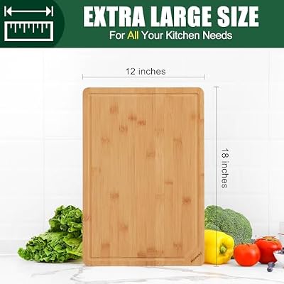 Homaxy Extra Large Organic Bamboo Cutting Boards for Kitchen, 17.5"x12" — view 3