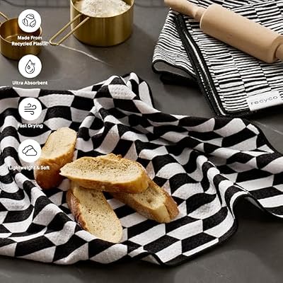 RECYCO Waffle Kitchen Towel Set of 2 - Quick Dry Microfiber Sustainable Dish Towels - Ultra Absorbent Reusabl… — view 3