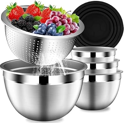 Mixing Bowls with Lids Set, Stainless Steel Mixing Bowl with Colander — view 2