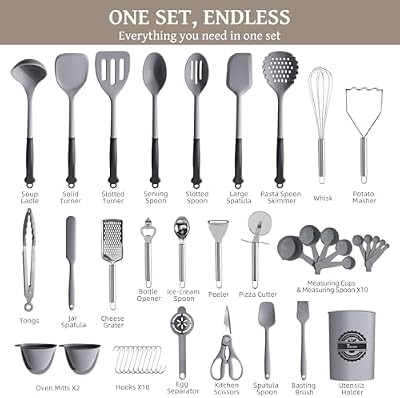 Kikcoin 43 PCS Silicone Kitchen Utensils Set, Dishwasher Safe Kitchen Cooking Utensils Set, 446°F Spatulas Si… — view 3