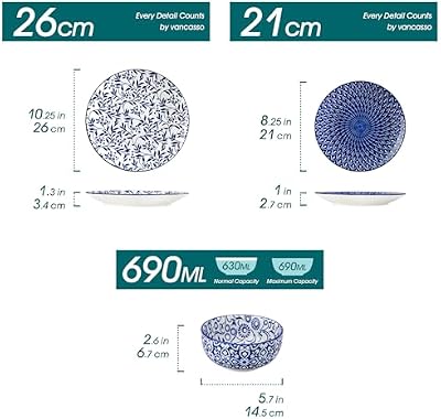 vancasso SELENE Plates and Bowls Set for 6, 18 Pieces Dinnerware Sets, Mircowave and Dishwasher Safe Dishes S… — view 3