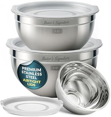 Stainless Steel Mixing Bowls with Lids Set of 3, Nesting Metal, 1.5/3/5 Qt — view 2