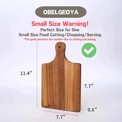 Acacia Wood Serving Board with Handle, Small Size 11" x 8"- Wooden Cutting Chopping Board for Meat, Vegetable… — view 3