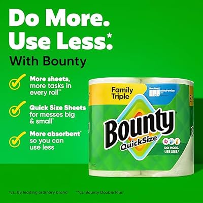 Bounty Quick-Size Paper Towels, White, 8 Family Triple Rolls = 27 Regular Rolls — view 3