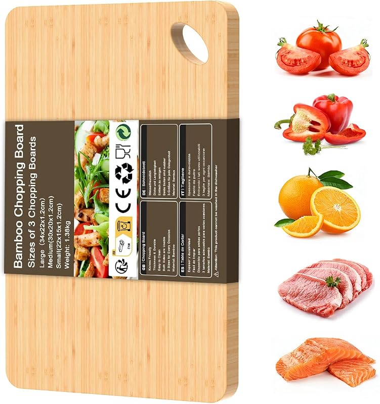 Viretang Bamboo Cutting Board for Kitchen, 15.3* 8.7'', Large Size, Natural
