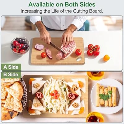 Viretang Bamboo Cutting Board for Kitchen, 15.3* 8.7'', Large Size, Natural — view 3