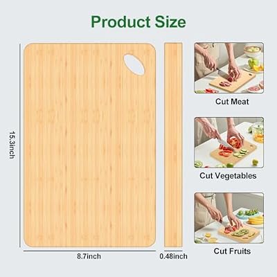 Viretang Bamboo Cutting Board for Kitchen, 15.3* 8.7'', Large Size, Natural — view 4