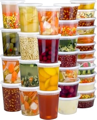 60 Sets (120-Piece) Deli Containers with Lids, 32/16/8 oz X 20 Set Each — view 2