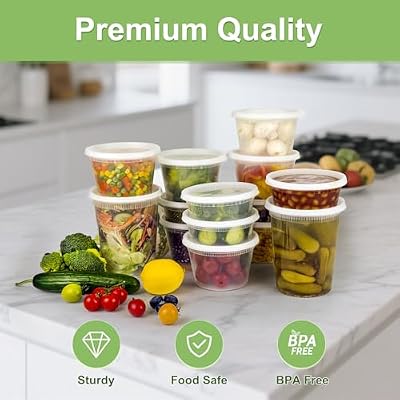 60 Sets (120-Piece) Deli Containers with Lids, 32/16/8 oz X 20 Set Each — view 4