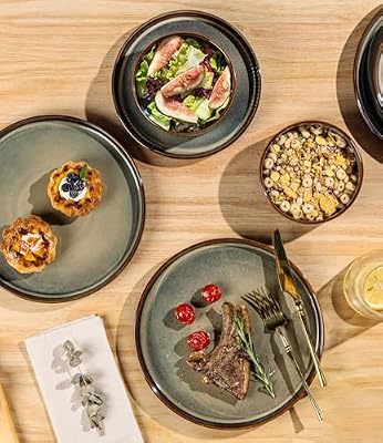 TheTerra Ceramic Dinnerware Set for 4, 12-Piece Plates and Bowls Set — view 4