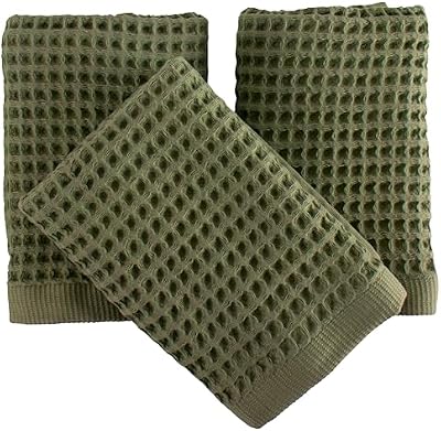 PÜSKÜL Natural 100% Turkish Cotton Waffle Hand and Kitchen Towels Set of 3 — view 2