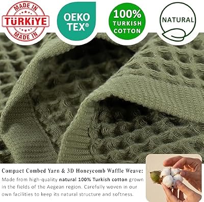 PÜSKÜL Natural 100% Turkish Cotton Waffle Hand and Kitchen Towels Set of 3 — view 4