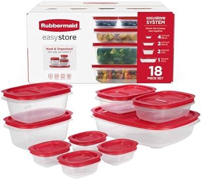 Rubbermaid EasyStore Large Containers, 18-Piece Set, Food Storage Containers with Lids — view 2
