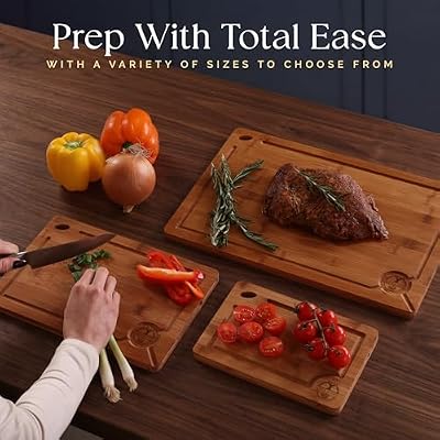 Pre-Oiled, Non Toxic 3-Piece Carbonized Bamboo Cutting Board Set — view 4