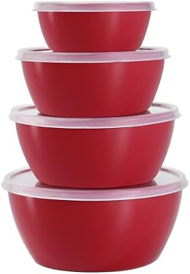 4-Piece Classic Plastic Bowls with Lids, – 8/16/24/32oz Nesting Plastic Small Mixing Bowl Set for Mixing, Bak… — view 2