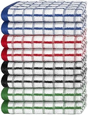 Premium Dish Towels for Kitchen, 8 Pack, 16x26 - 100% Cotton Kitchen Towels with Hanging Loop, Ultra Absorben… — view 2