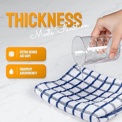 Premium Dish Towels for Kitchen, 8 Pack, 16x26 - 100% Cotton Kitchen Towels with Hanging Loop, Ultra Absorben… — view 4
