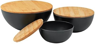 Eco-Friendly Bamboo Fiber Meal Prep Bowl Set with Lids (3 Pack), Sustainable Mixing & Serving Bowls for Kitch… — view 3