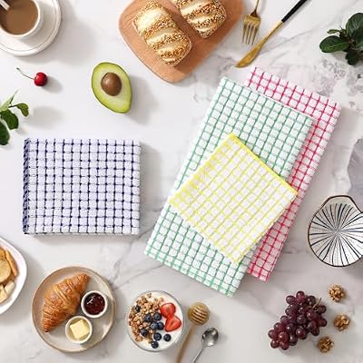 Homaxy Cotton Terry Kitchen Towels and Dishcloths Set of 8, Mixed Color — view 3