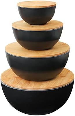 Eco-Friendly Bamboo Fiber Meal Prep Bowl Set with Lids (4 Pack), Sustainable Mixing & Serving Bowls for Kitch… — view 2