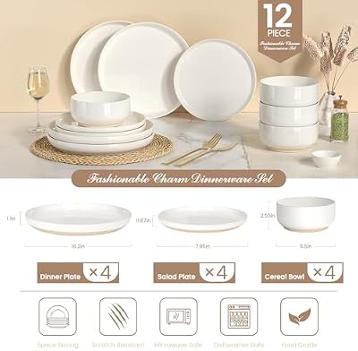 Umite Chef Dinnerware Set for 4, 12 Pieces Plates and Bowls Set — view 3