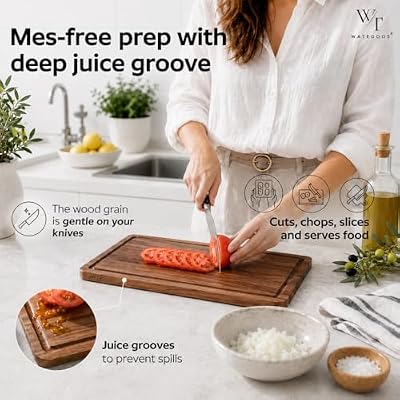 Acacia Wood Cutting Boards for Kitchen, Non-Toxic Cutting Board Set of 2, Chopping Boards with Deep Juice Gro… — view 4