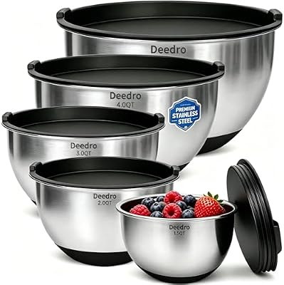 Deedro Mixing Bowls with Airtight Lids, Stainless Steel Mixing Bowls Set — view 2