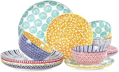 Selamica Ceramic Plates and Bowls Sets,12 Pieces Dinnerware Sets for 4,Scratch Resistant Dish Set,Dishwasher… — view 2