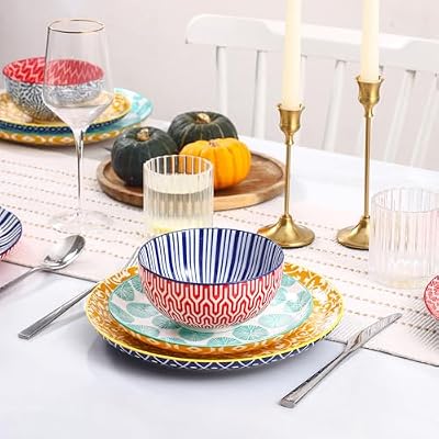Selamica Ceramic Plates and Bowls Sets,12 Pieces Dinnerware Sets for 4,Scratch Resistant Dish Set,Dishwasher… — view 4