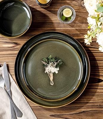 TheTerra Ceramic Dinnerware Set for 6, 18-Piece Plates and Bowls Set — view 3