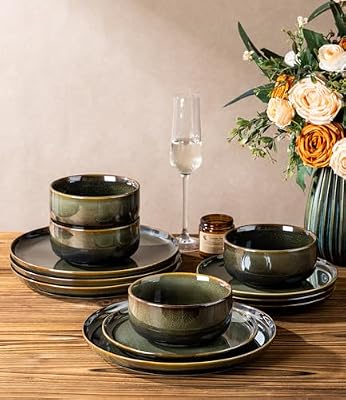 TheTerra Ceramic Dinnerware Set for 6, 18-Piece Plates and Bowls Set — view 4