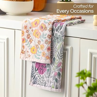 2 Pack Boho Floral Large Kitchen Tea Towels 15" x 30" — view 4