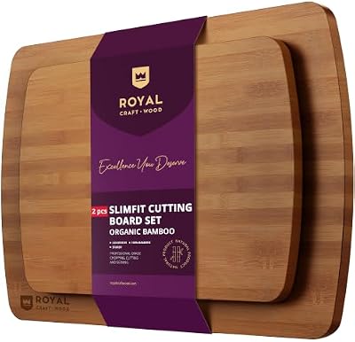 ROYAL CRAFT WOOD Wooden Cutting Boards for Kitchen Meal Prep & Serving - Bamboo Wood Serving Board Set with D… — view 2