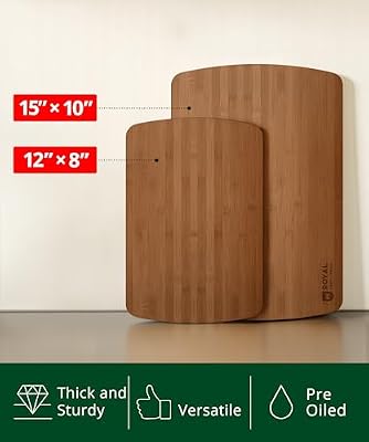ROYAL CRAFT WOOD Wooden Cutting Boards for Kitchen Meal Prep & Serving - Bamboo Wood Serving Board Set with D… — view 4