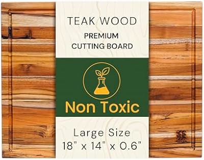 Premium Teak Wood Cutting Board 18" x 14" x 0.6" for Kitchen Meat, Fruit, Pizza Prep - Large Thin Edge Grain… — view 2