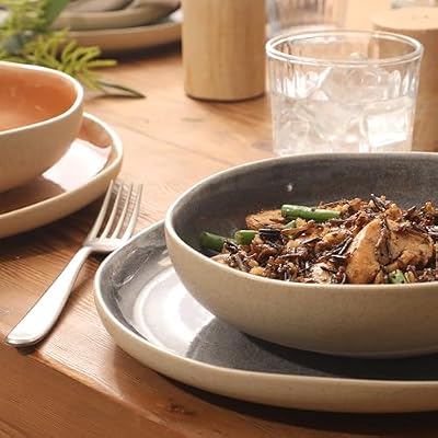 Gibson Elite Manila Bay 16-Piece Stoneware Dinnerware Set, Service for 4, Reactive Glaze Modern Artisan Plate… — view 4