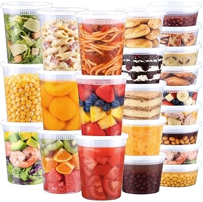 BYSNOW 60 Sets Deli Containers with Lids - 32/16/8 oz, 20 of Each Size — view 2