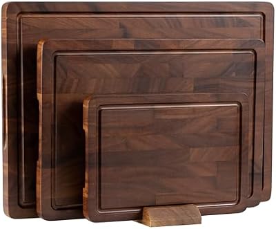 THETCHRY Walnut Wood Cutting Board Set, End Grain Cutting Board for Kitchen — view 2